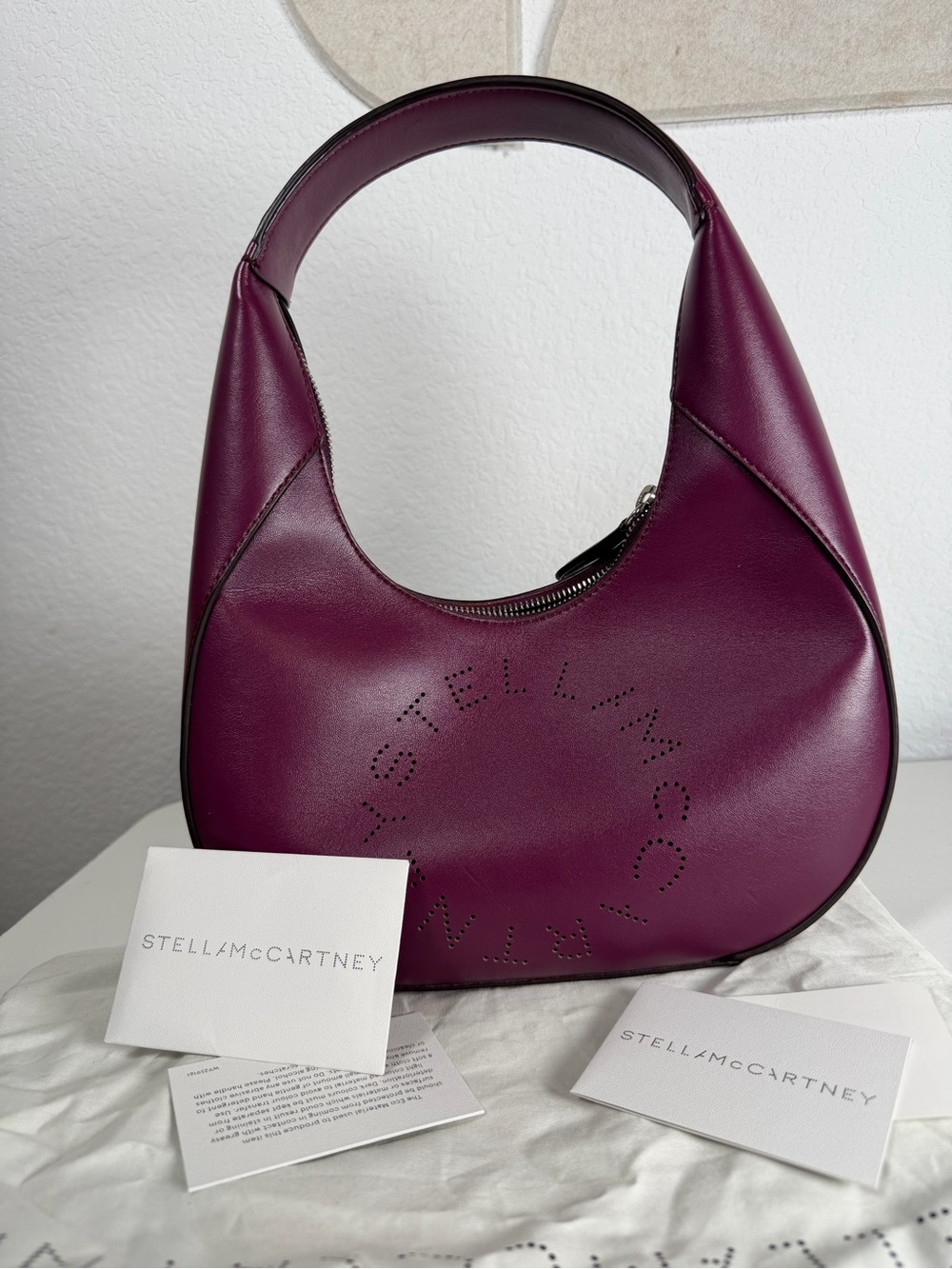 Stella McCartney Plum Crescent Hobo Shoulder Bag - Picture 2 of 11